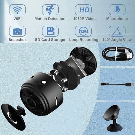 Caméra de surveillance interieur / exterieur - Mini Caméra Espion, Caméra  de Surveillance 4K HD WiFi Résolution Réglable Securite Camera Bébé sans Fil  Hidden Caméra Interieur/Exterieur (noir)-BISBISOU
