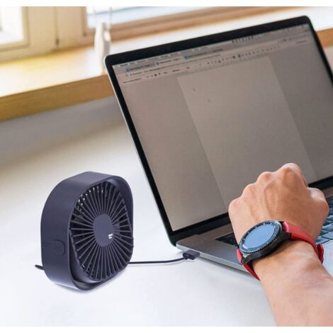 Petit ventilateur de bureau USB, ventilateur de bureau silencieux portable  à 3 vitesses, ventilateur personnel rotatif à 360 ° de 10,2 cm  ,bleu-BISBISOUS