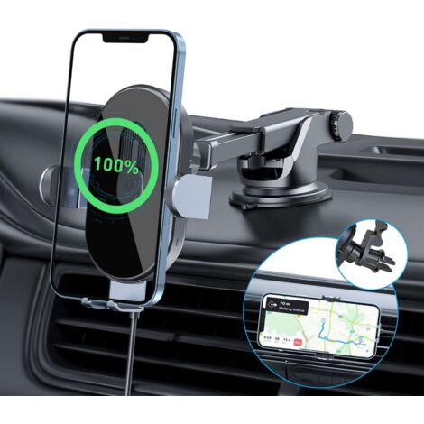Support de telephone portable pour voiture support de chargeur induction  sans fil pour iPhone 13 12 11 Samsung s21 note 10 acces