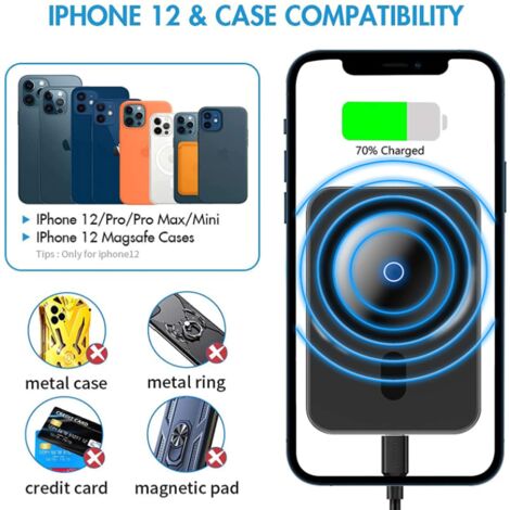 Chargeur Voiture Sans Fil Compatible avec Apple iPhone 12/Mini/Pro/Pro Max  (noir)-BISBISOUS