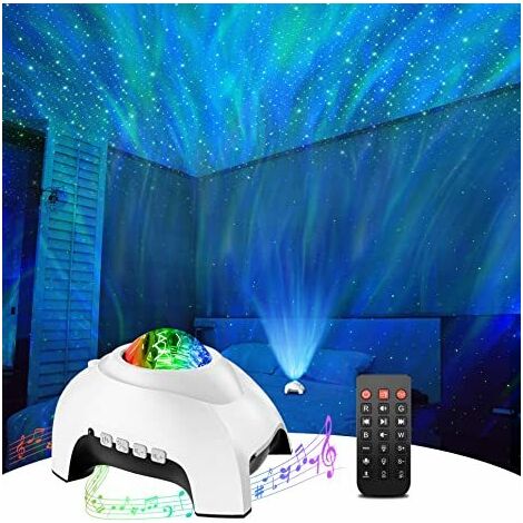 Veilleuse enfant projecteur lumière projecteur pour chambre haut-parleur  Bluetooth et bruit blanc aurore projecteur lumière décor de chambre (blanc )-BISBISOUS