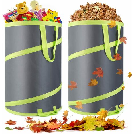 Sac dechets verts à feuilles réutilisable Poubelle pliable pour camping Sac  à déchets Pop Up 120L
