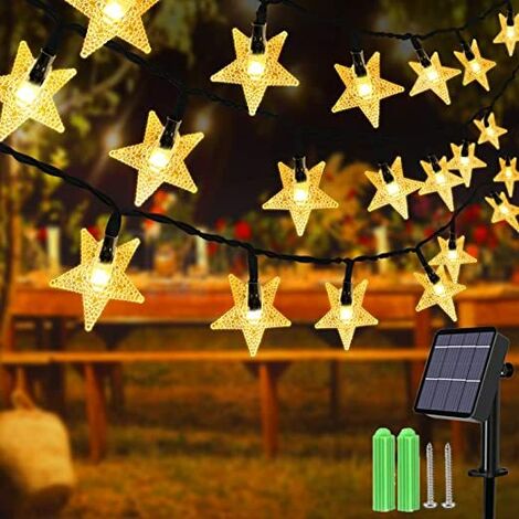 Guirlande lumineuse solaire 100 LED pour extérieur avec 8 modes, lumières  solaires de Noël étanches pour jardin, porche de terrasse (blanc)