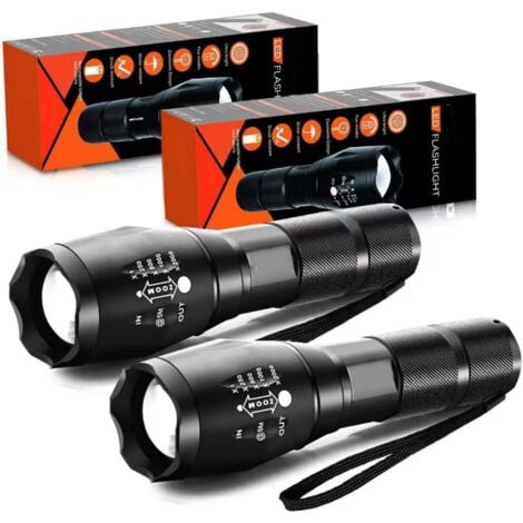 Lampe torche LED, super lumineuse 2000 lumens zoomable XML T6 LED