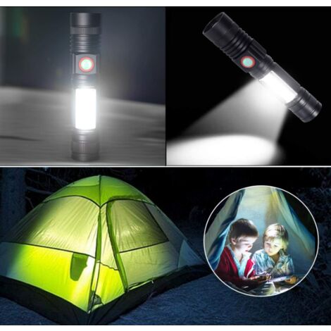 1 torche et 1 mini torche, lampe torche étanche super lumineuse LED, mini  torche portable, zoom rétractable, adaptée pour le camping en plein air  d'urgence (noir) : : Bricolage