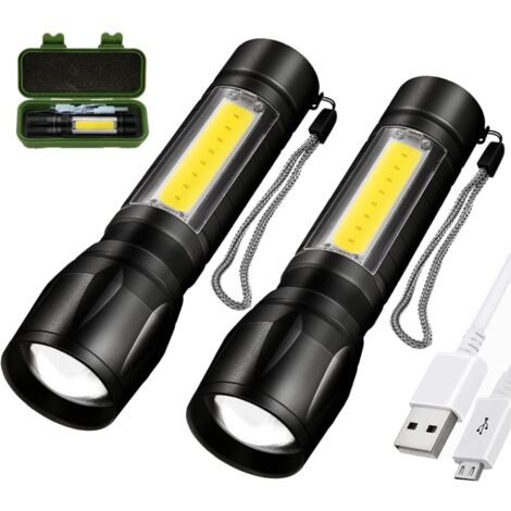 Lampe torche de poche LED Mini étanche Ultra lumineuse Camping randonnée -  Noir