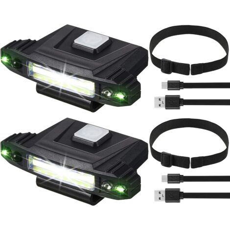 Lampe Frontale Rechargeable USB, 2 Pièces Lampe Frontale LED Ultra