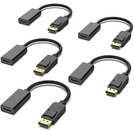 Adaptateur Displayport vers HDMI (lot de 5), convertisseur Dp (port  d'affichage) mâle vers HDMI femelle