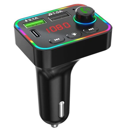 Adaptateur émetteur radio FM sans fil Bluetooth pour voiture Kit d'appel  mains libres Chargeur 2
