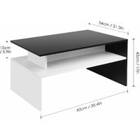 INTEY White Coffee Table,Center Sofa Table Living Room TV Cabinet With Lower Storage Shelf 90 cm