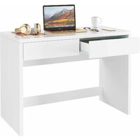 INTEY Computer Desk White Computer Table Writing Desk Office Workstation PC Laptop Desk with 2 Drawers 108x55x70cm