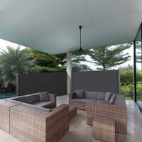 INTEY Retractable Side Awning Wall Shade Blind Privacy Screen Patio Terrace Outdoor 3m×1.6m gray