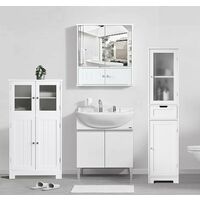 INTEY Freestanding Bathroom Storage Cabinet, Tallboy Unit, Wooden Tall Cupboard with Drawer, White 30 x 40 x 170 cm