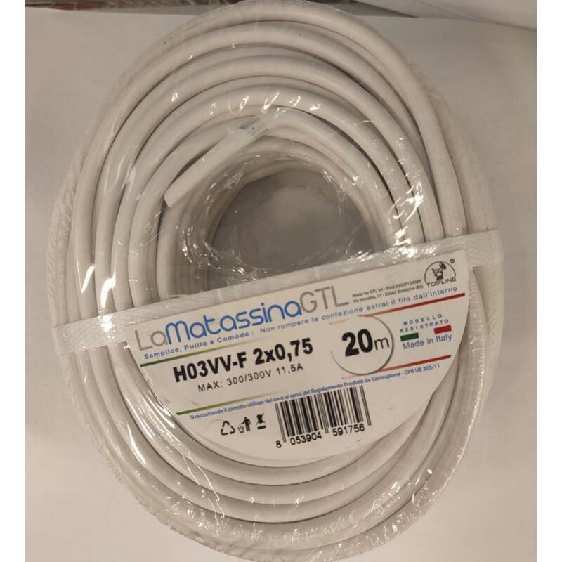 Mehradriges kabel h03vv-f go-at topline 2x0,75 20 meter - h03vv-f/2x075/b20