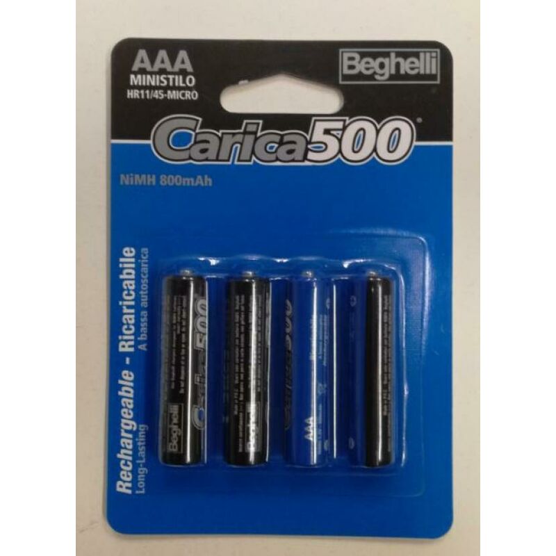 Beghelli 8852 Batterie ricaricabili Mini Stilo AAA 800 mAh 1,2V