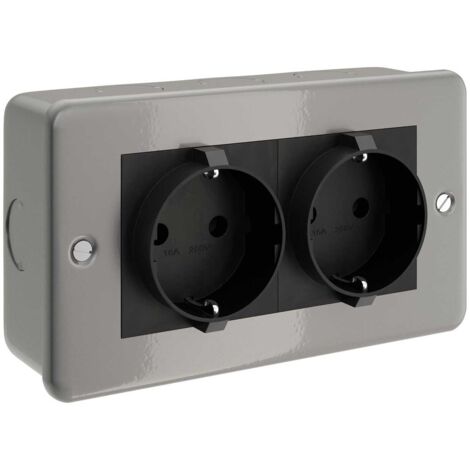 Creative-cables italia wanddose mit 2 schuko-steckdosen - metall ctbox-2ger (1/5)