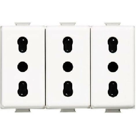 Matix Bticino AM5180/3 – Presa Triplex 10/16A, Colore Bianco, Qualità Bticino