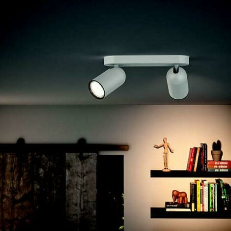 Spot pongee 2 luci attacco gu10 in metallweiss farbe 50582/31/pn 5058231pn