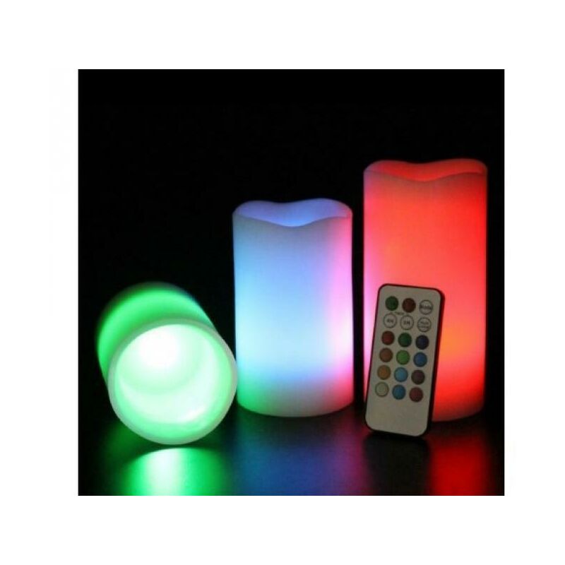 Electroservice 3 Velas led en cera batería rgb cambiador de color por control remoto ig112 intergross sin