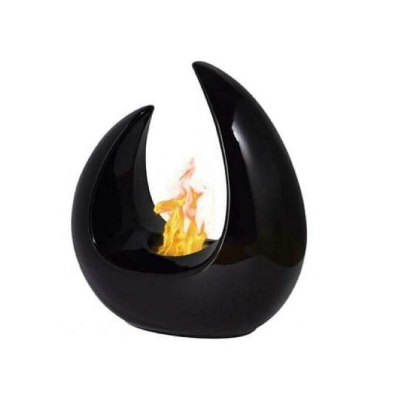 Chimenea de mesa decorativa de bioetanol en cerÁmica negra vidriada ffb207