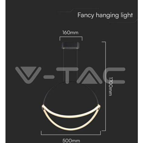 V-tac suspensión led 16w 3000k negro vt-10125 - 23436