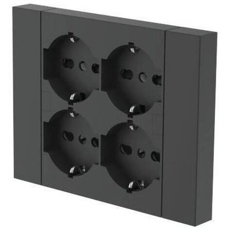 Electraline toma de pared 4 schuko negro - 22115