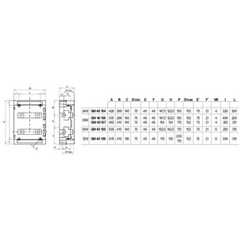 Centralita Gewiss con ventanas ahumadas 24 (12x2) módulos GW40104