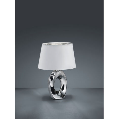 Lámpara de mesa moderna cerámica plateada Taba H33 cm Trio Lighting