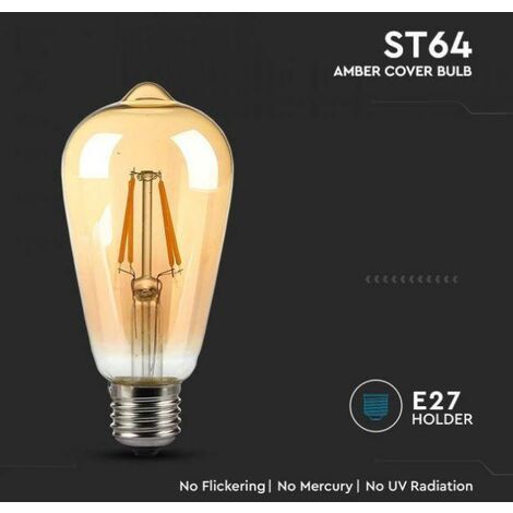 Bombillas LED 8W Vintage E27 G125 Ámbar Regulable - VTAC