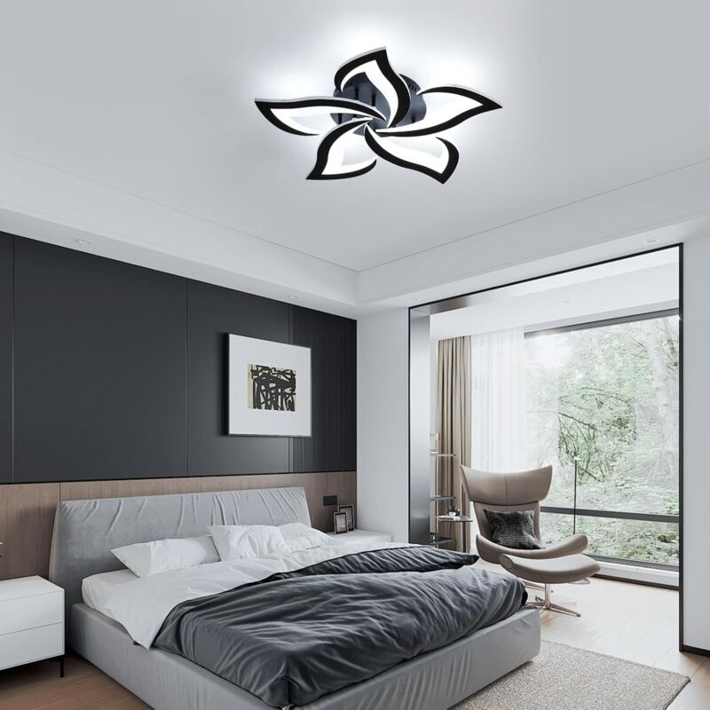 Plafoniera LED Soffitto, 30W 3300 Lumen Nero plafoniera led a forma di fiore Creativa, 6500K Moderno lampadario alluminio, lampada da soffitto per Camere da Letto, Soggiorno, Corridoio, Guardaroba