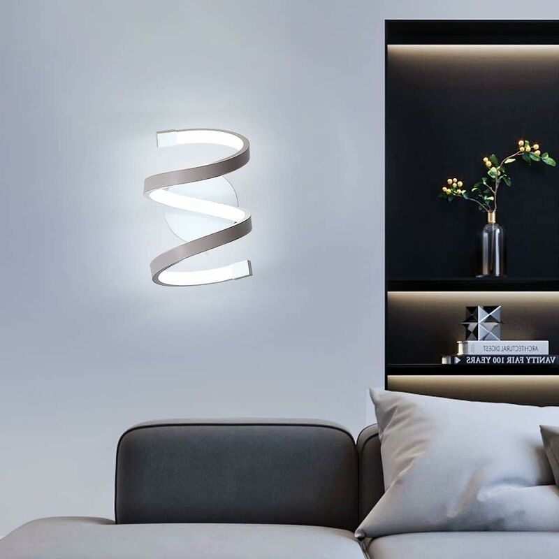 Applique de Parete Interno Led, 18W 6500K Bianco Freddo Lampada da Parete  Led Moderne in Acrilico a Spirale, Lampada Led da Muro Interno per Camera da