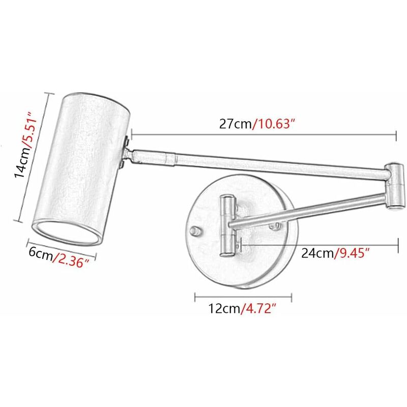 Lampada da parete industriale semplice Personalità Lampada da parete a  bilanciere a doppia sezione Lampada da lettura da studio sul comodino della  cam