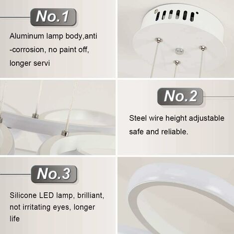 Lampadario LED Dimmerabile A Sospensione - 57W, Telecomando, Design Doppio 8, Regolabile In Altezza, Per Cucina/Soggiorno