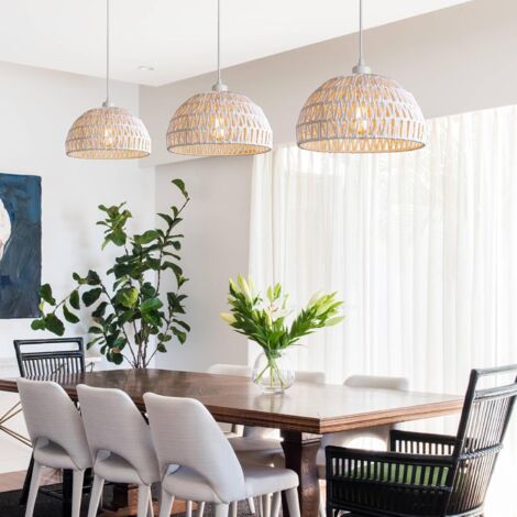 Paralume In Corda Di Carta Boho Lampada A Sospensione Rustica Paralume A Sospensione In Tessuto Per Cucina Camera Da Letto Sala Da Pranzo Ristorante Decor - 2
