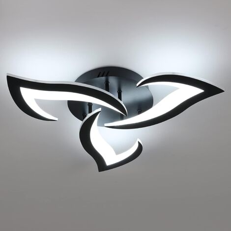 COMELY Plafoniera LED moderna, plafoniera LED nera da 36 W e 2900 lm, lampada da soffitto in acrilico con design a petali creativi per camera da letto, soggiorno, sala da pranzo, cucina, corridoio, bi