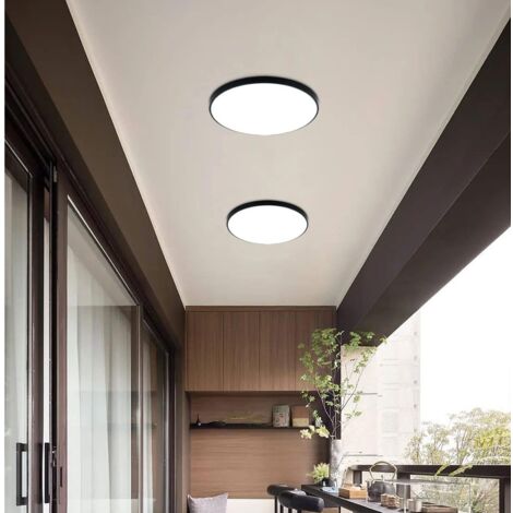 COMELY Plafoniera a LED da 24W,2400LM Impermeabile IP40, Luce a Soffitto LED Moderna Rotonda 6000K per Bagno, Camera da Letto, Cucina, Soggiorno, Balcone (Nero)
