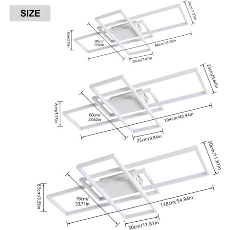 COMELY Plafoniera LED Dimmerabile, 85W 9560LM, Luminare da Soffitto, 105cm con Telecomando per Soggiorno Camera da Letto Cucina Ufficio, 3000K-6500K