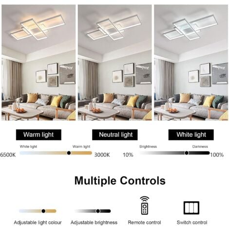 COMELY Plafoniera LED Dimmerabile, 85W 9560LM, Luminare da Soffitto, 105cm con Telecomando per Soggiorno Camera da Letto Cucina Ufficio, 3000K-6500K