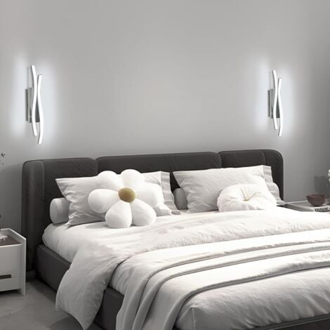 COMELY Applique Murale Interna LED Argento, Lampada da Parete Moderna 14W 1575LM, Luce Bianca Fredda 6500K, Lampada da Parete in Alluminio per Soggiorno Camera Scale - Lunghezza 41cm