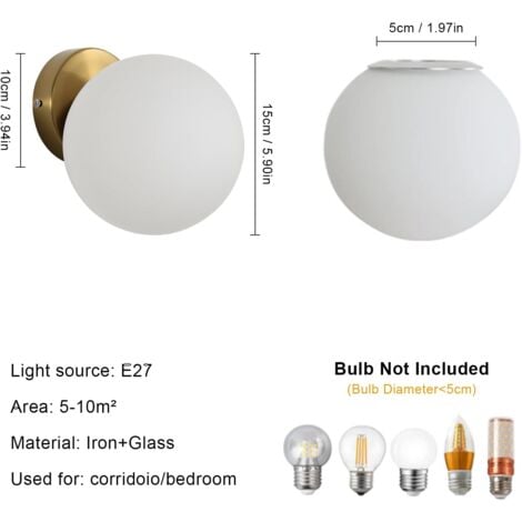 COMELY Applique da parete, lampada da soffitto in vetro con sfera d'arte creativa, adatta per studio, corridoio, guardaroba