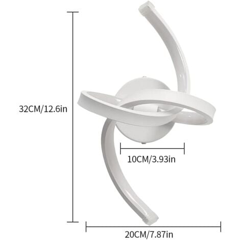 COMELY Applique a LED per interni, lampada da parete a LED moderna a spirale da 18 W, luce bianca calda 3000 K, per camera da letto, soggiorno, scale, corridoio