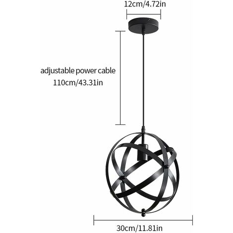 Lampada a sospensione industriale vintage E27 Lampada a sospensione  lampadario da cucina in metallo nero con