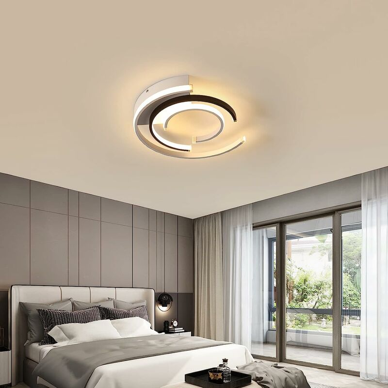 Lámpara de araña LED moderna, moderna lámpara de techo LED para dormitorio,  estudio, comedor, hogar, estilo nórdico, anillo ovalado negro, regulable