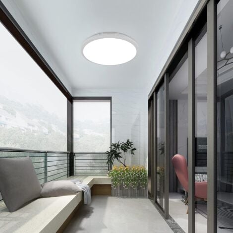COMELY Plafón LED de 24W,2400LM Impermeable IP40, Luz de Techo LED Moderna Redonda 6000K para Baño, Dormitorio, Cocina, Sala de Estar, Balcón (Blanco)