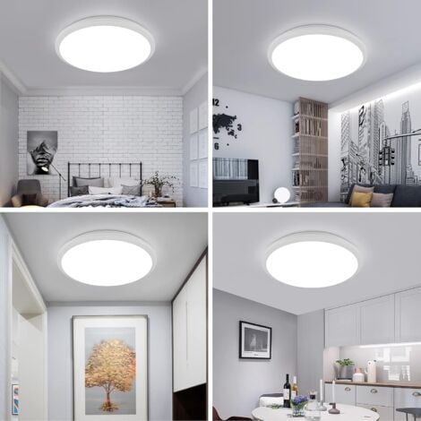COMELY Plafón LED de 24W,2400LM Impermeable IP40, Luz de Techo LED Moderna Redonda 6000K para Baño, Dormitorio, Cocina, Sala de Estar, Balcón (Blanco)