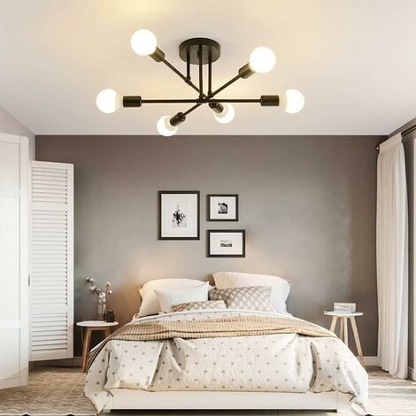 COMELY Sputnik - Lámpara de araña de 6 luces, acabado de pintura negra E27, lámpara colgante, lámpara de techo industrial vintage, se aplica a la sala de estar, dormitorio, comedor, cafetería, bar (si