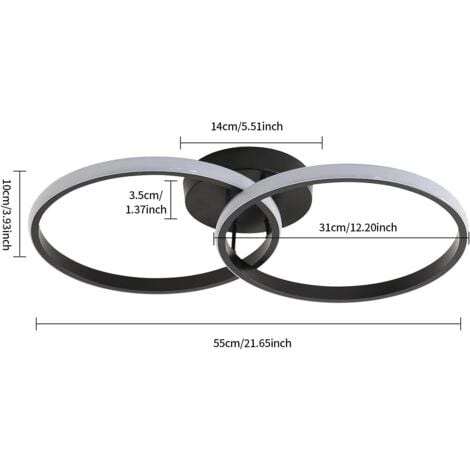 COMELY Plafón LED Moderno de Aluminio, Diseño Circular, para Dormitorio, Sala de Estar, Oficina - Negro - 42W - Luz Neutra 4500K