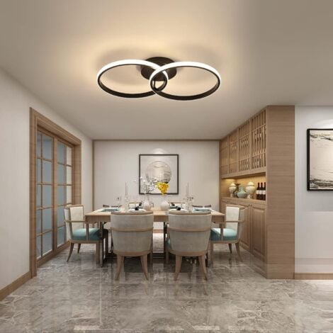 COMELY Plafón LED Moderno de Aluminio, Diseño Circular, para Dormitorio, Sala de Estar, Oficina - Negro - 42W - Luz Neutra 4500K