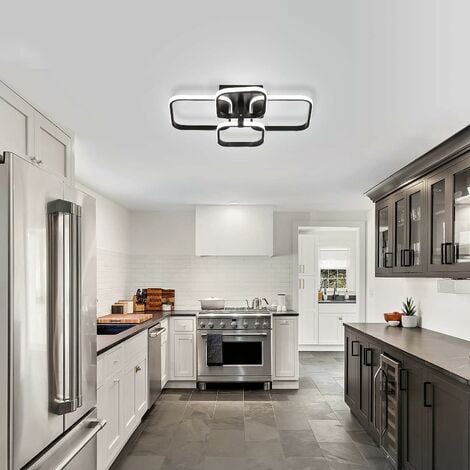 COMELY Lámpara de techo LED de 60 W, moderna lámpara de techo LED de 6000 K con 4 lámparas de techo cuadradas modernas de diseño rectangular negro para sala de estar, dormitorio, pasillo, oficina (neg