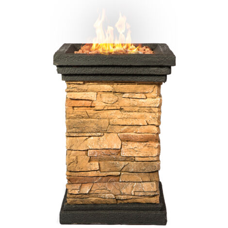 Homeology MAKARA Hand-crafted Stone Fire Column Garden and Patio Gas Fire Pit (1/5)